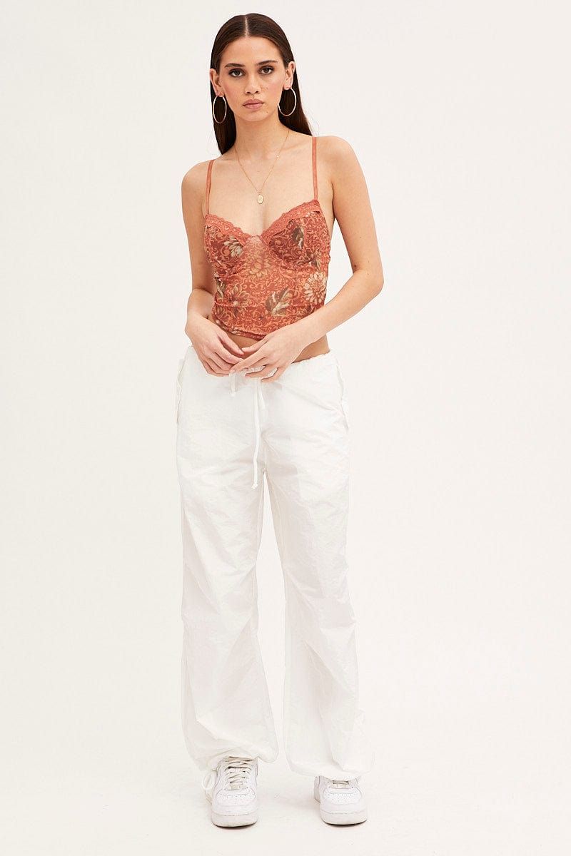 Brown Floral Print Mesh Corset Top sold by Ally Fashion product image thumbnail 2