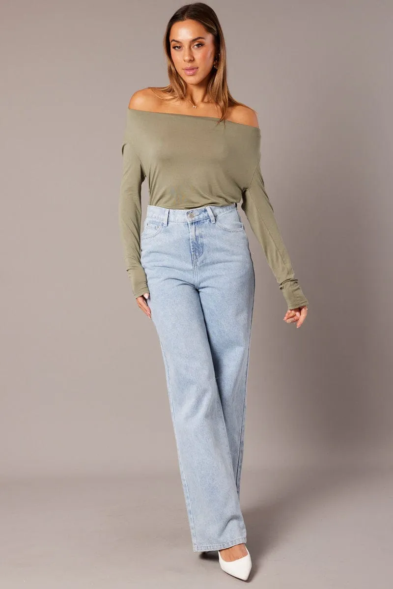 Green Off Shoulder Top Long Sleeve sold by Ally Fashion product image thumbnail 3