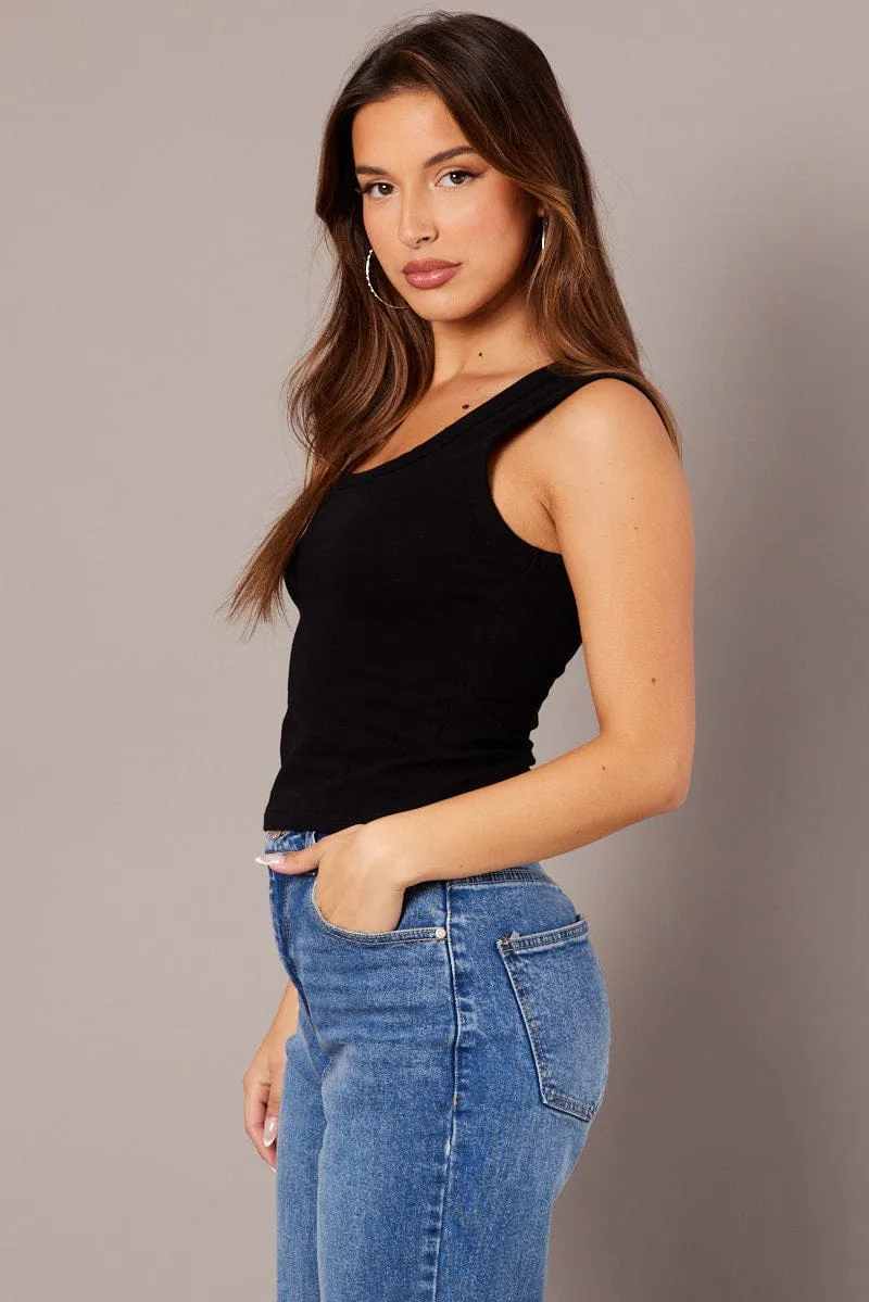 Black Tank Top Scoop Neck Sleeveless sold by Ally Fashion product image thumbnail 4