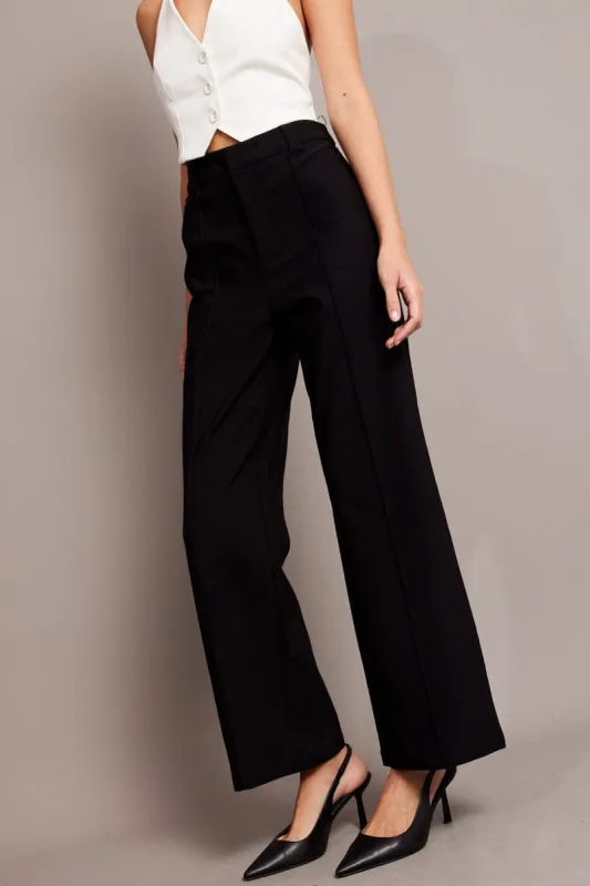 Black Straight Fit Pants High Rise sold by Ally Fashion