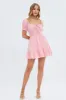 Pink Fit And Flare Dress Short Sleeve Mini sold by Ally Fashion