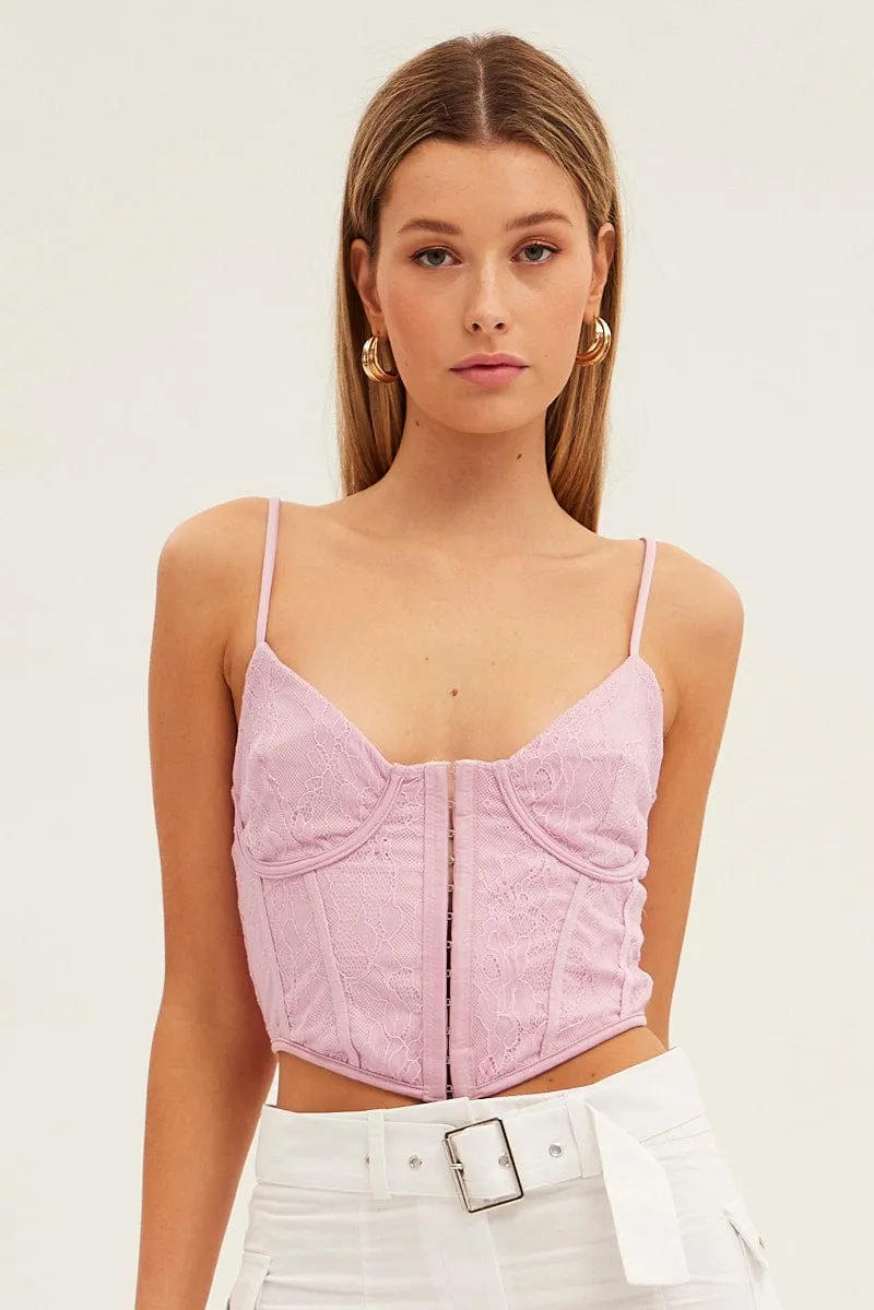 Pink Corset Top Singlet Lace sold by Ally Fashion product image thumbnail 3