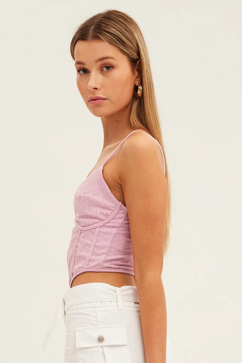 Pink Corset Top Singlet Lace sold by Ally Fashion product image thumbnail 4