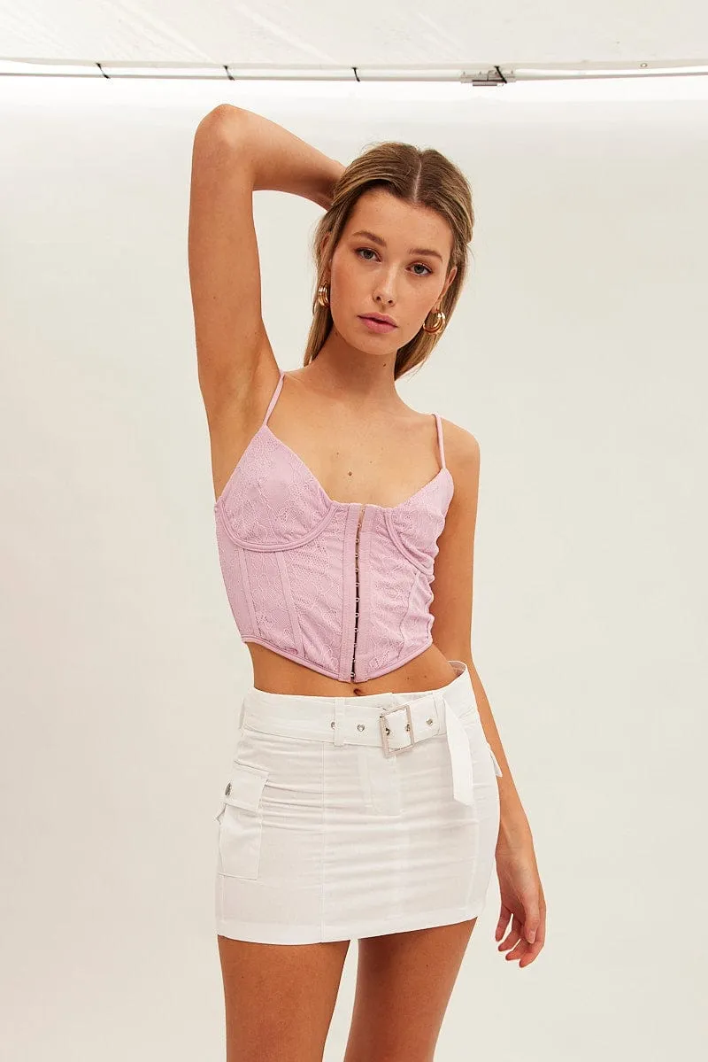 Pink Corset Top Singlet Lace sold by Ally Fashion
