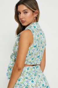Print Crop Top Sleeveless Tie Up sold by Ally Fashion