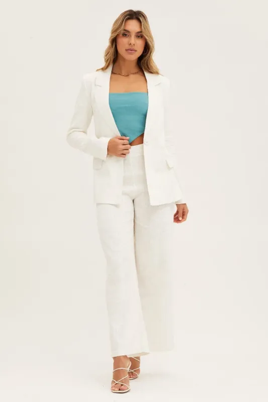 White Smart Blazer Linen sold by Ally Fashion