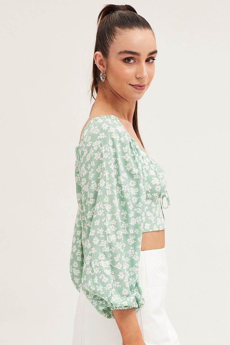 Print Off Shoulder Cropped Top sold by Ally Fashion product image thumbnail 4