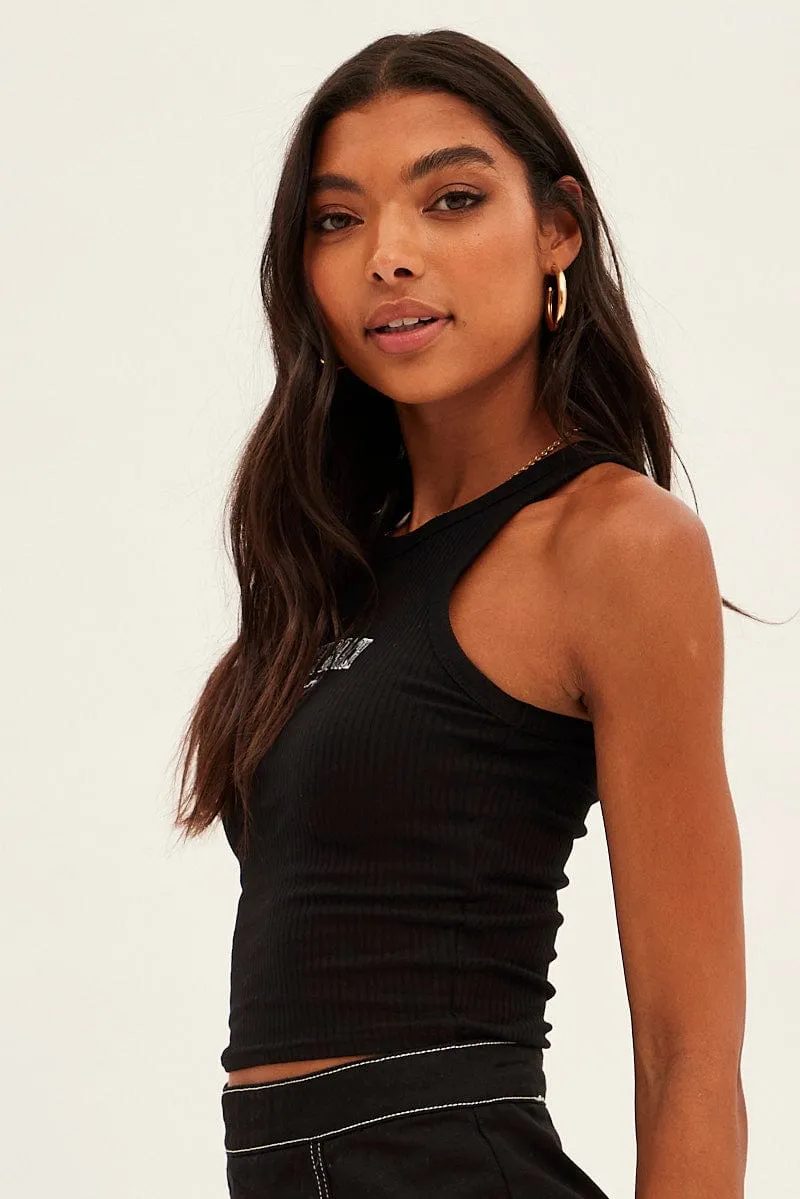 Black Crop Tank Embroidered Sleeveless sold by Ally Fashion product image thumbnail 4