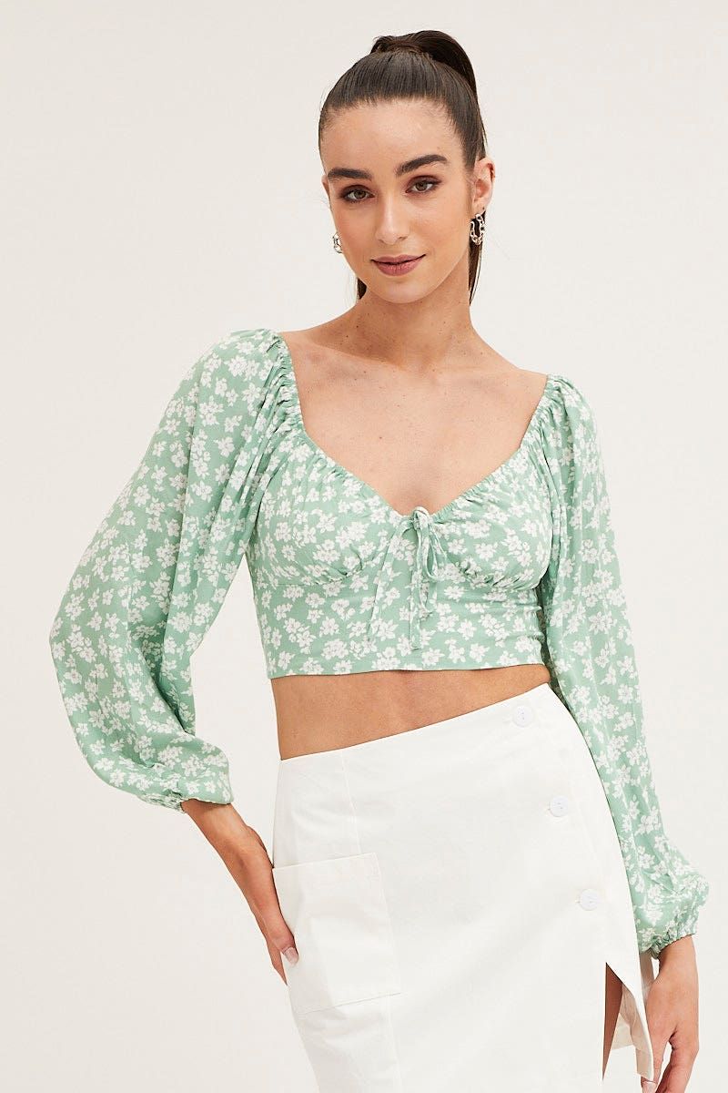 Print Off Shoulder Cropped Top sold by Ally Fashion product image thumbnail 3