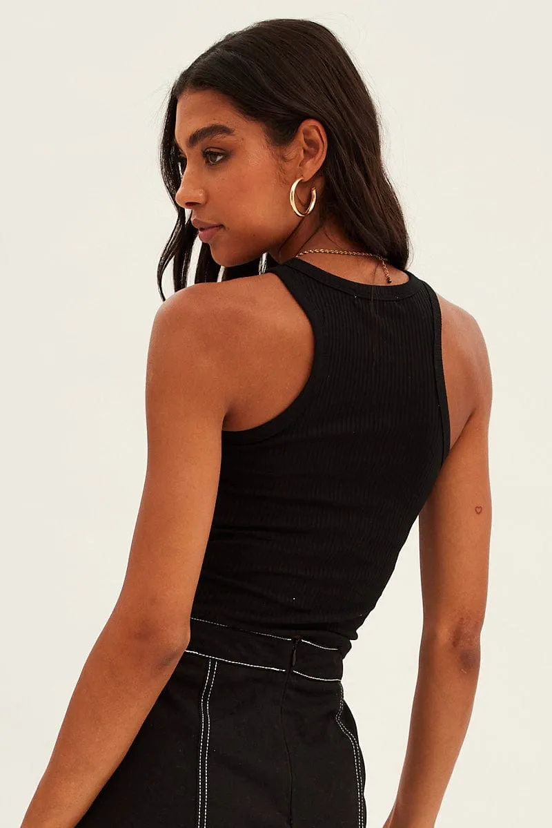 Black Crop Tank Embroidered Sleeveless sold by Ally Fashion product image thumbnail 5
