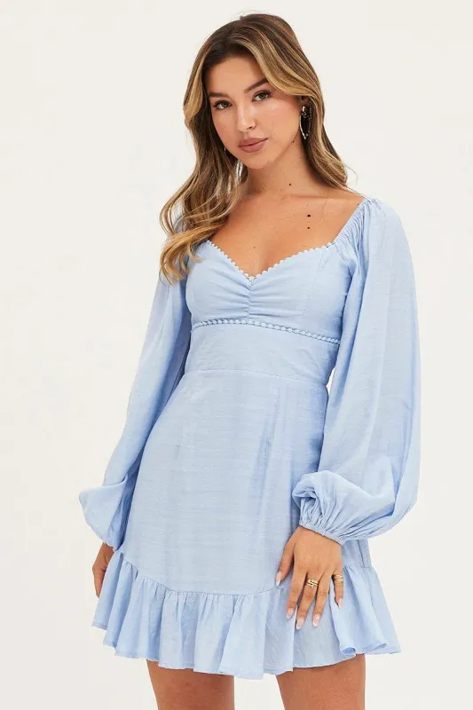 Blue Dress Long Sleeve Mini sold by Ally Fashion