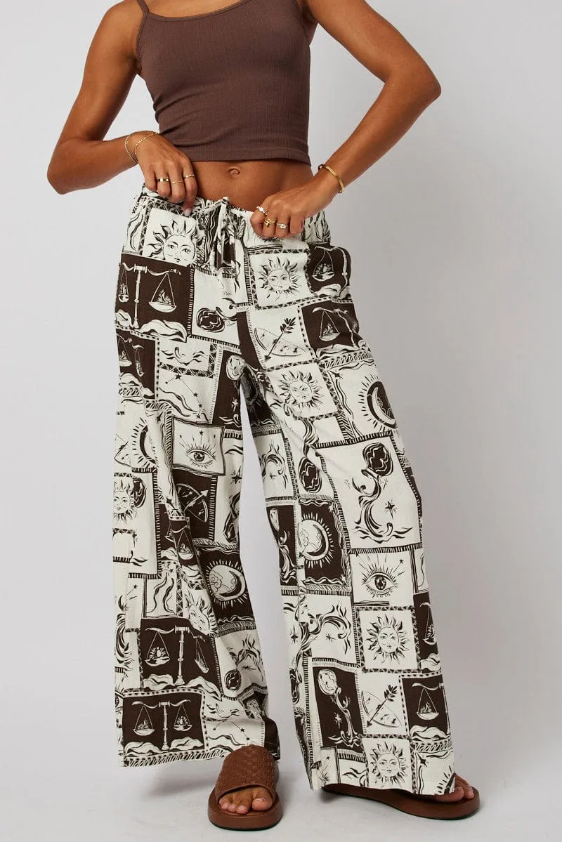 Black Abstract Wide Leg Pants High Rise sold by Ally Fashion