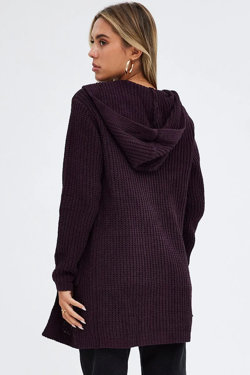 Brown Knit Cardigan Hooded Chenille sold by Ally Fashion product image thumbnail 5