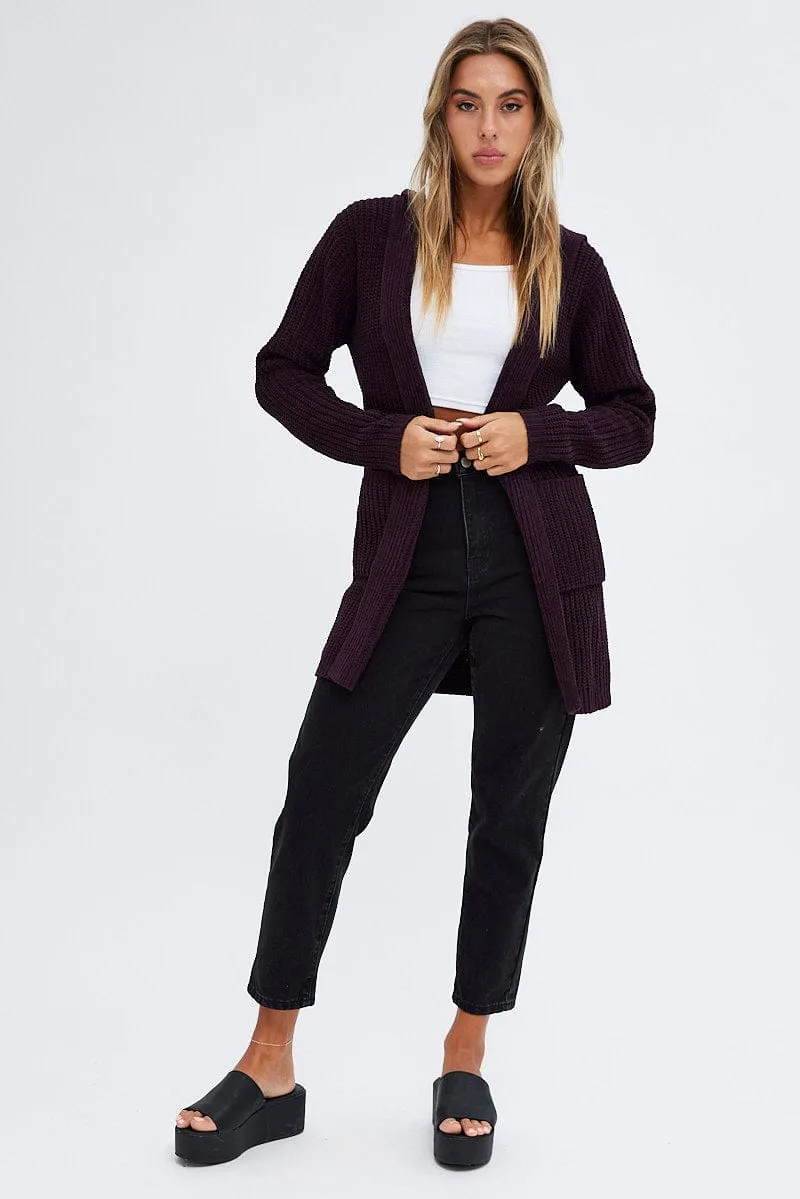 Brown Knit Cardigan Hooded Chenille sold by Ally Fashion product image thumbnail 2