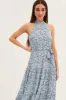 Blue Floral Halter Neck Floral Maxi Dress sold by Ally Fashion