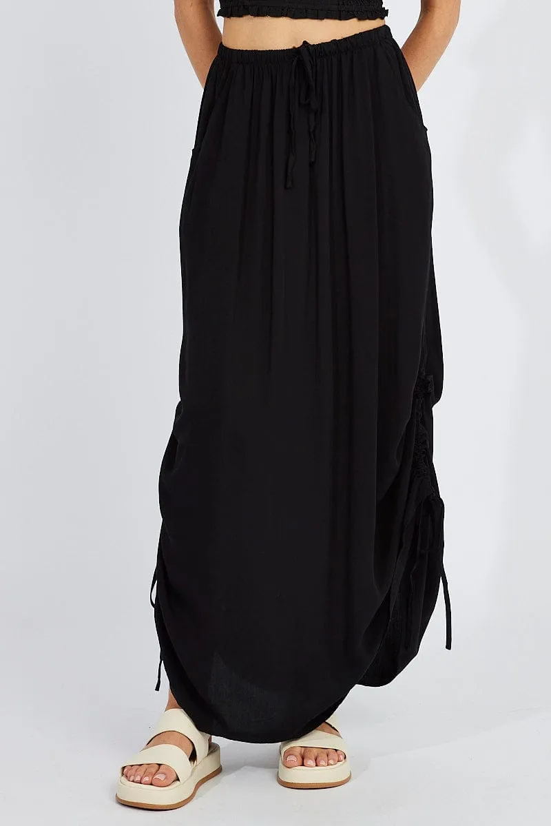 Black Maxi Skirt Side Ruched sold by Ally Fashion product image thumbnail 3
