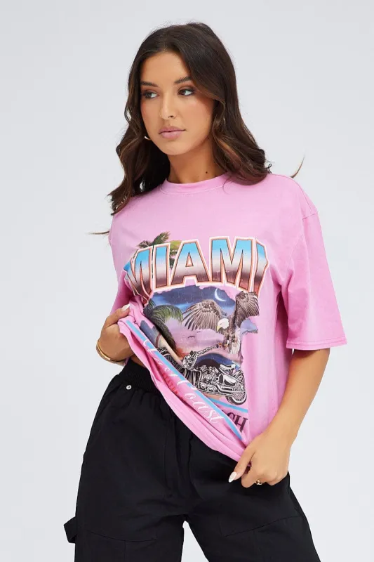 Pink Graphic Tee Short Sleeve sold by Ally Fashion