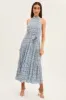 Blue Floral Halter Neck Floral Maxi Dress sold by Ally Fashion