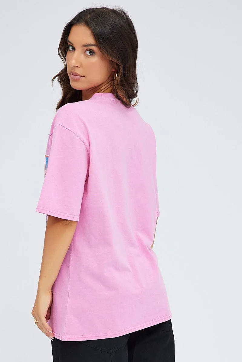 Pink Graphic Tee Short Sleeve sold by Ally Fashion product image thumbnail 5