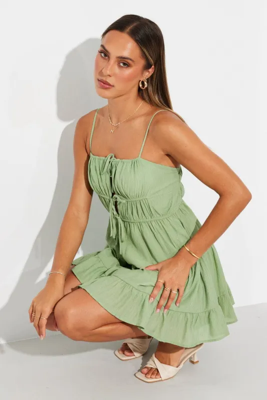 Green Fit And Flare Dress Strappy sold by Ally Fashion
