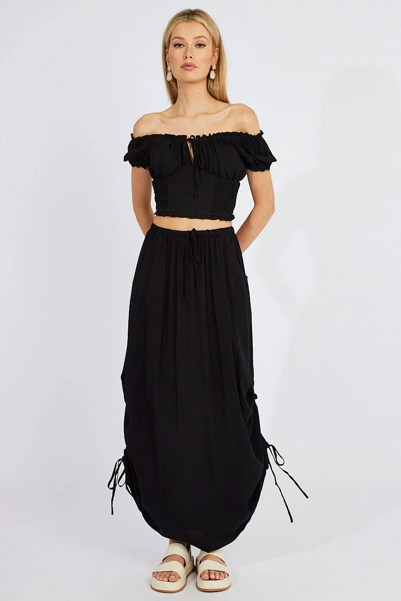 Black Maxi Skirt Side Ruched sold by Ally Fashion product image thumbnail 2