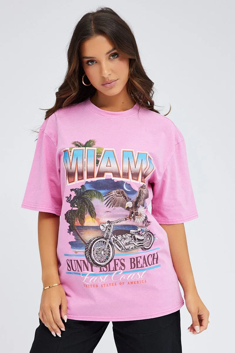 Pink Graphic Tee Short Sleeve sold by Ally Fashion product image thumbnail 3