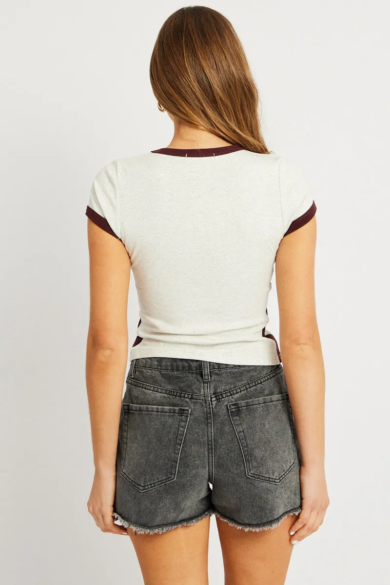 Grey Graphic Tee Short Sleeve sold by Ally Fashion product image thumbnail 5