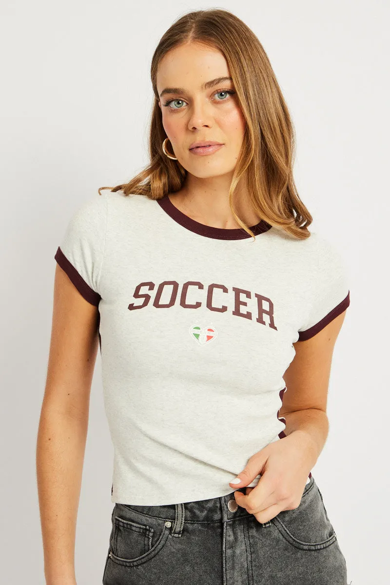 Grey Graphic Tee Short Sleeve sold by Ally Fashion