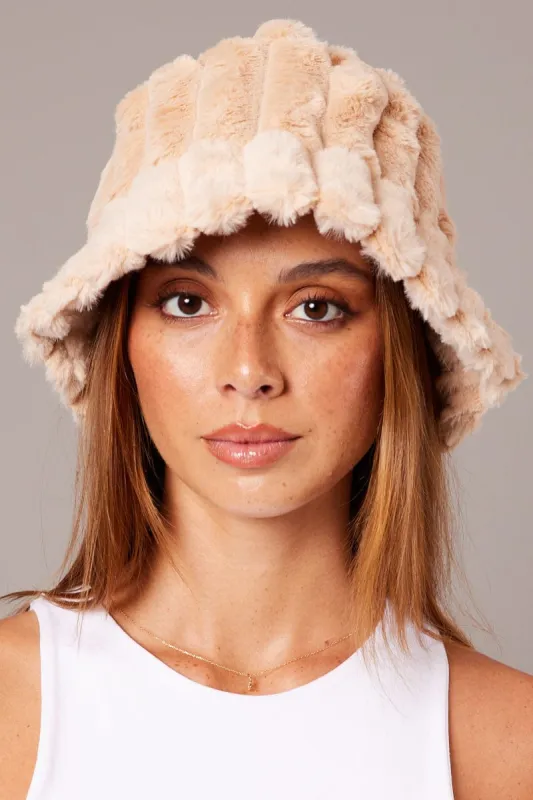 Beige Faux Fur Hat sold by Ally Fashion
