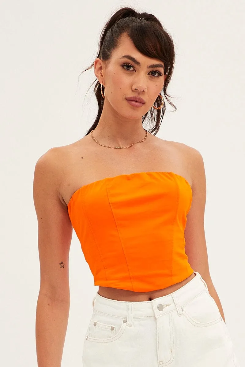Orange Corset Bandeau Crop Top sold by Ally Fashion