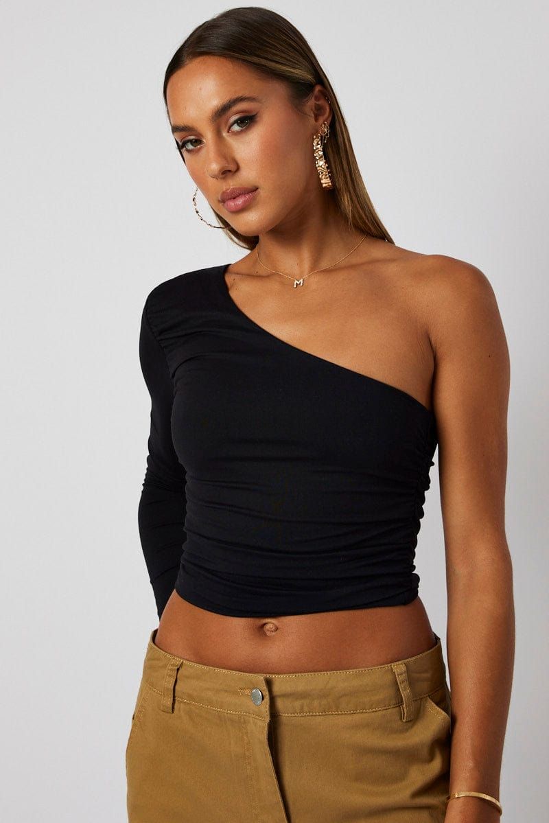 Black Supersoft Top One Shoulder sold by Ally Fashion product image thumbnail 3