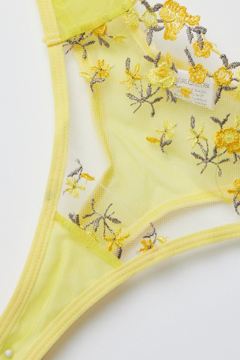 Yellow Floral Embroidery Lingerie Set sold by Ally Fashion product image thumbnail 4