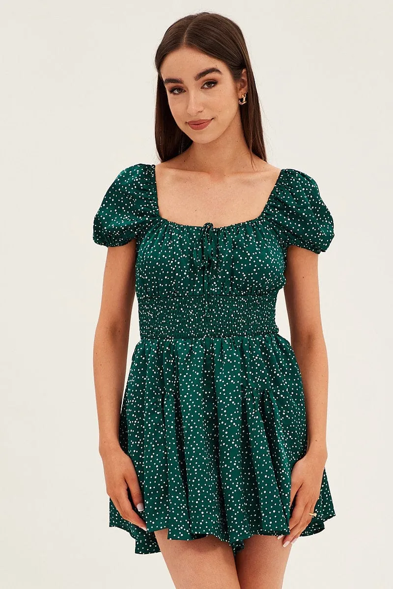 Polka Dot Shirred Playsuit Short Sleeve sold by Ally Fashion product image thumbnail 3