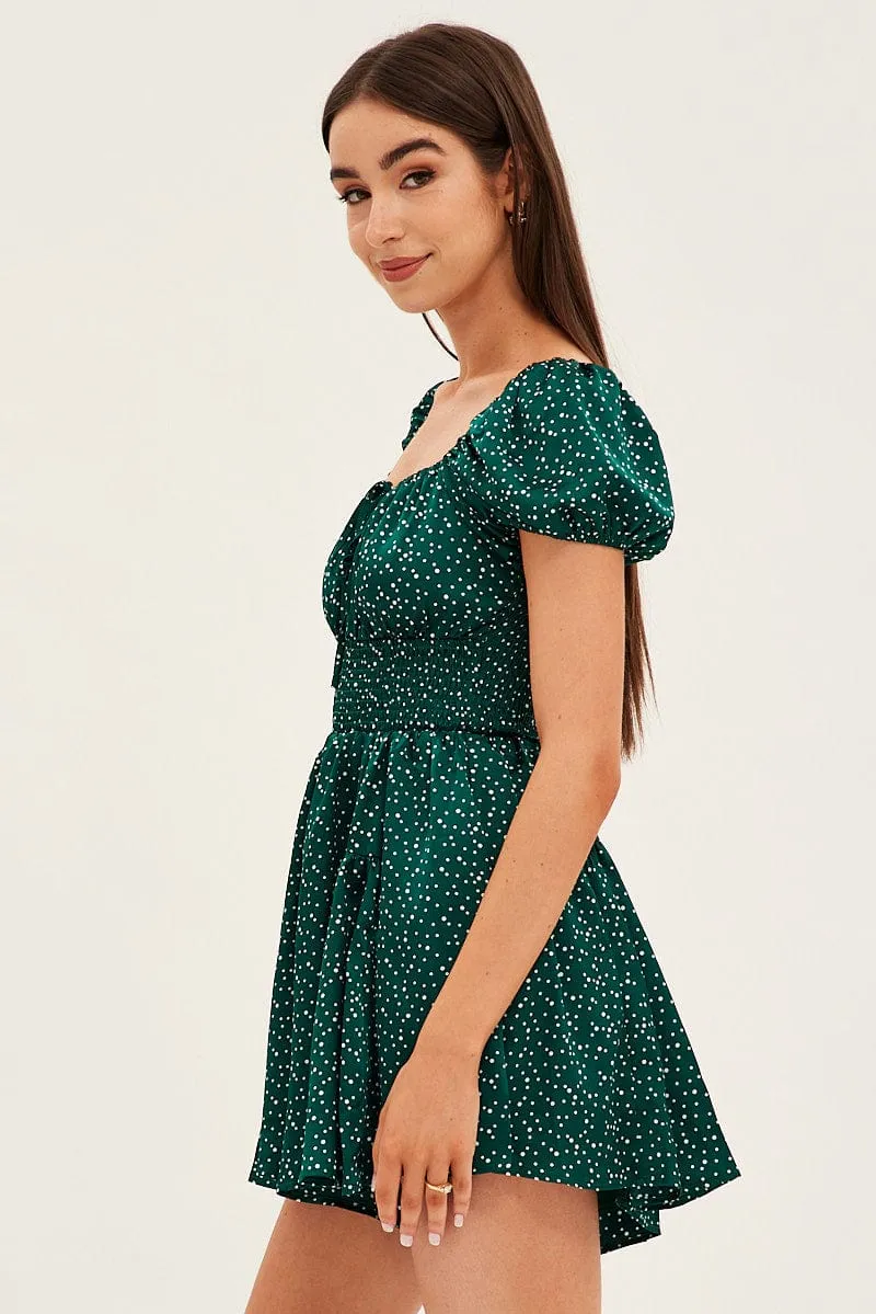 Polka Dot Shirred Playsuit Short Sleeve sold by Ally Fashion product image thumbnail 4