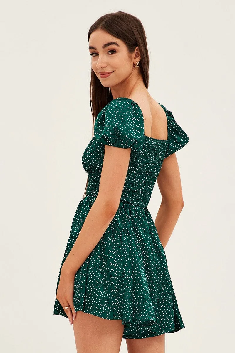 Polka Dot Shirred Playsuit Short Sleeve sold by Ally Fashion product image thumbnail 5