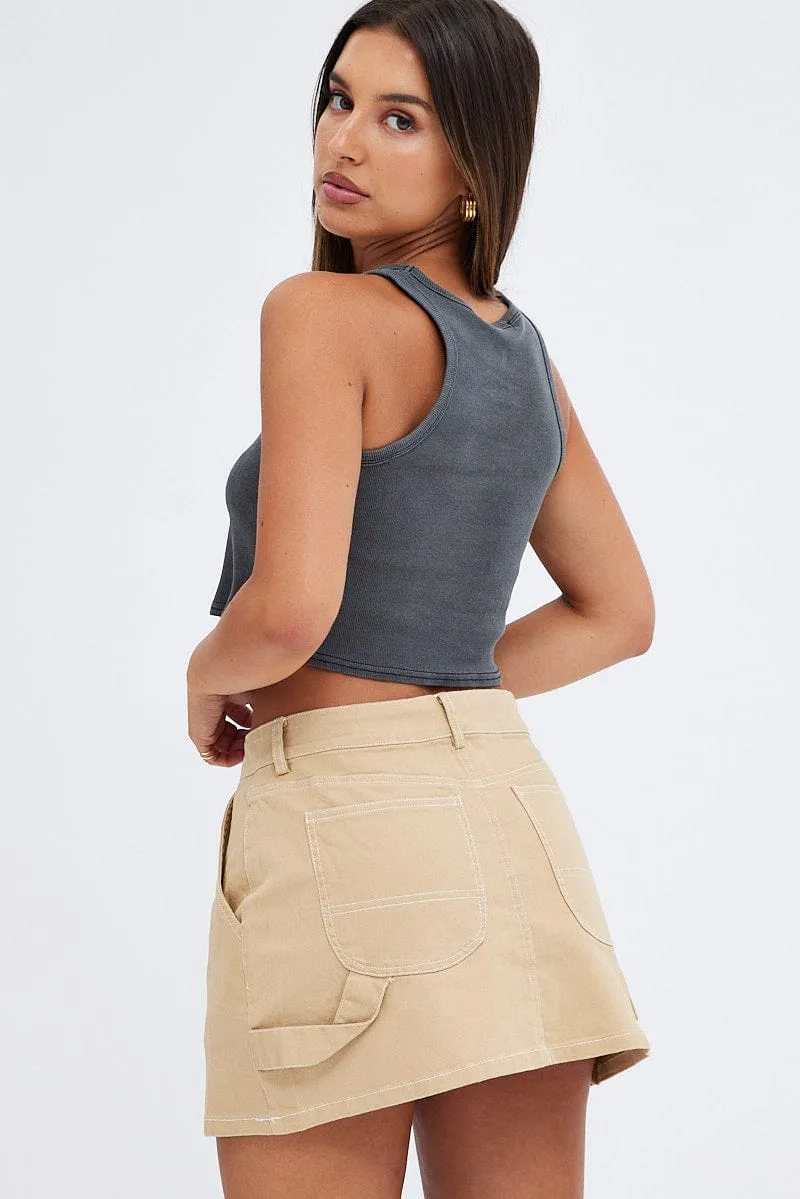 Beige Mirco Mini Skirt Mid-Rise A-Line Cargo sold by Ally Fashion product image thumbnail 5