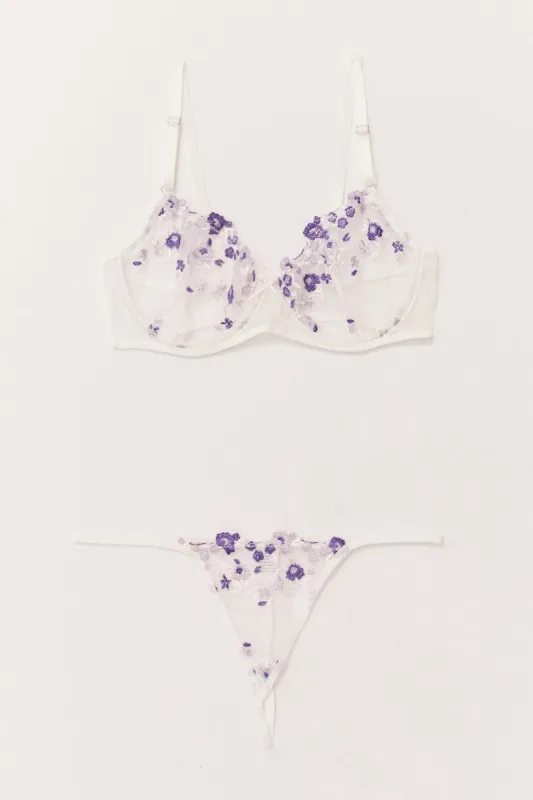 Purple Floral Embroidered Lingerie Set sold by Ally Fashion