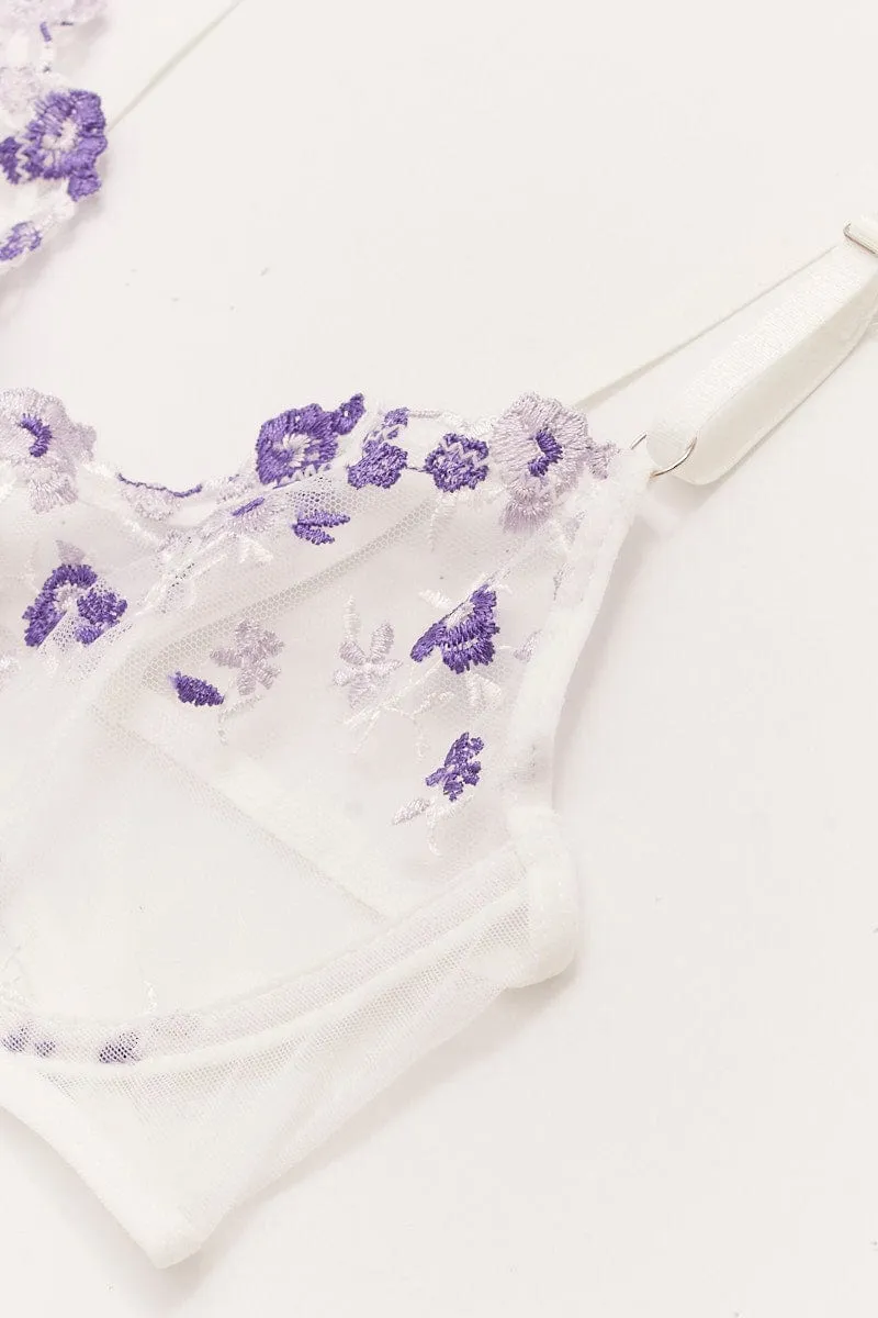 Purple Floral Embroidered Lingerie Set sold by Ally Fashion product image thumbnail 2