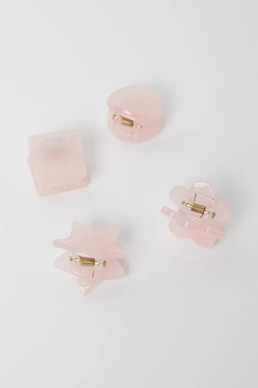 Pink 4 pcs Mix Shape Mini Claw Clips sold by Ally Fashion
