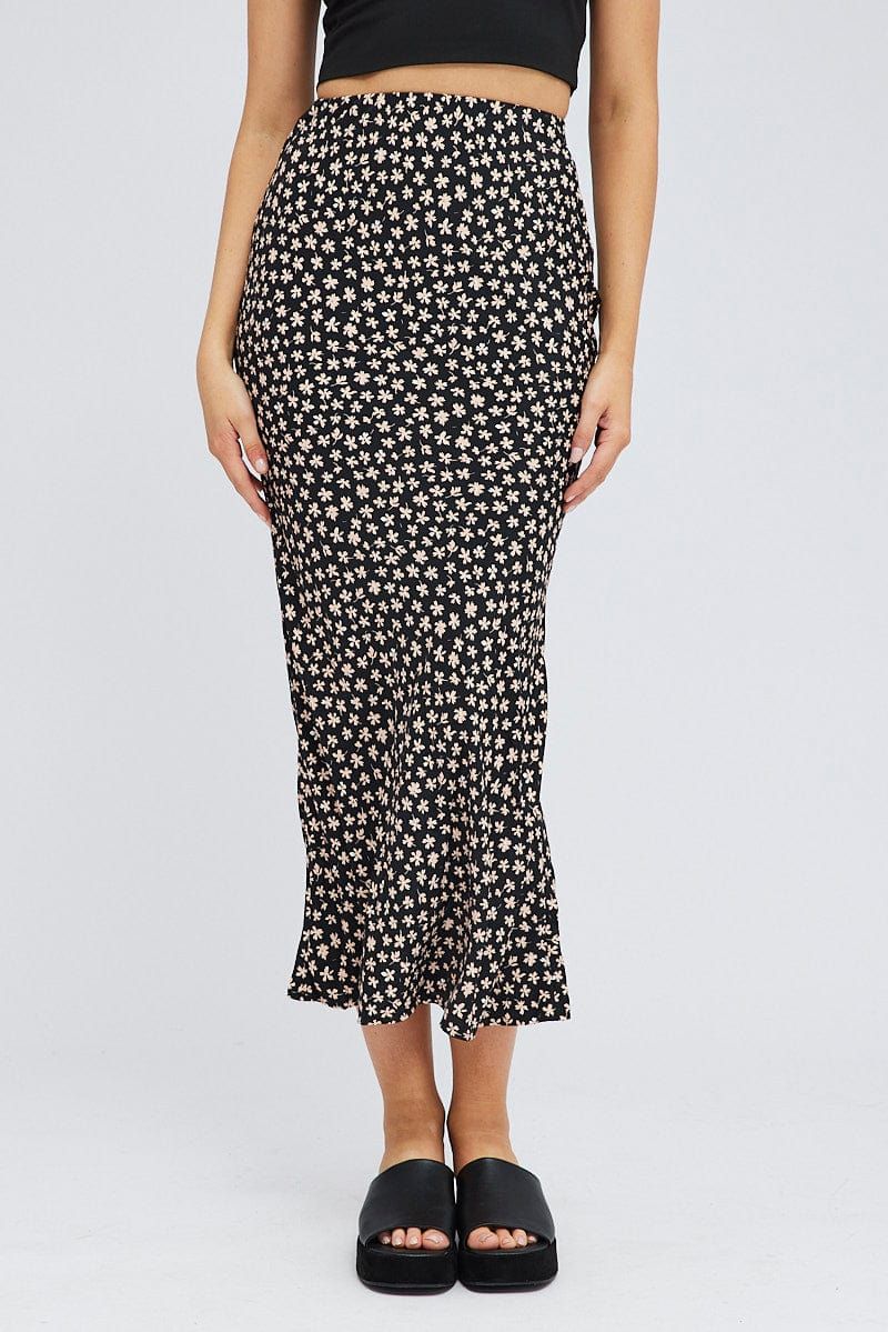 Black Floral Slip Skirt Maxi sold by Ally Fashion product image thumbnail 2