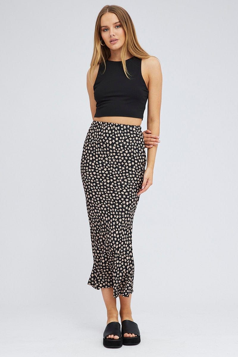 Black Floral Slip Skirt Maxi sold by Ally Fashion product image thumbnail 3