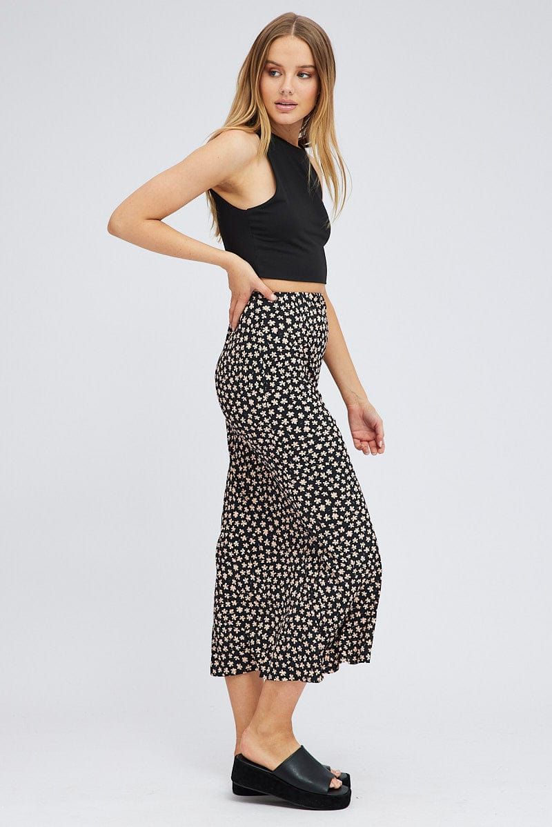 Black Floral Slip Skirt Maxi sold by Ally Fashion product image thumbnail 4