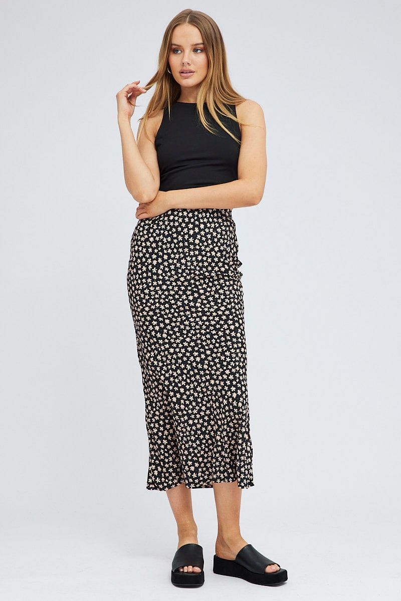 Black Floral Slip Skirt Maxi sold by Ally Fashion