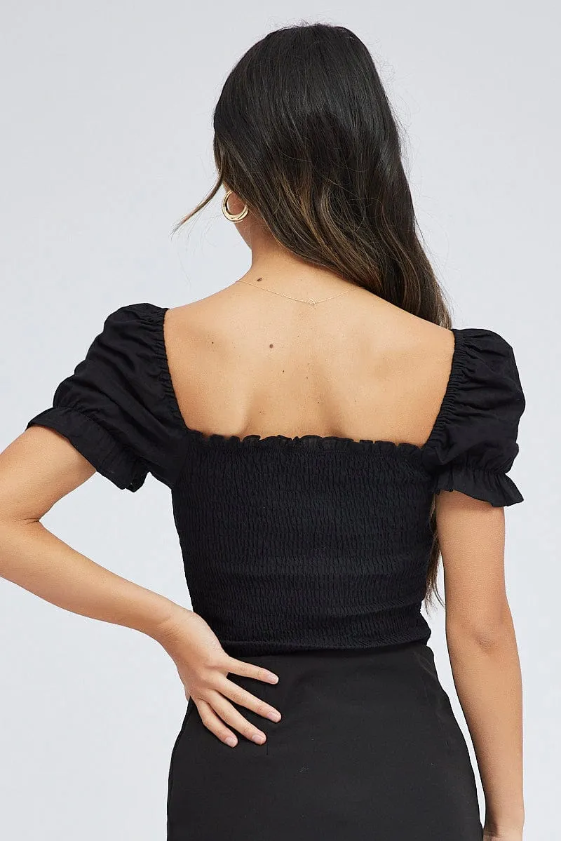 Black Puff Sleeve Bodysuit Cotton sold by Ally Fashion product image thumbnail 5