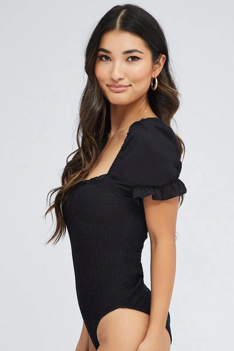 Black Puff Sleeve Bodysuit Cotton sold by Ally Fashion product image thumbnail 2