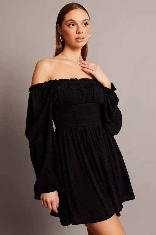 Black Fit And Flare Dress Long Sleeve Mini sold by Ally Fashion