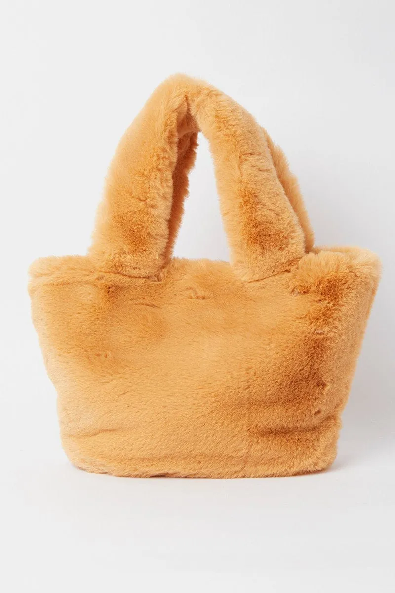 Beige Faux Fur Tote Bag sold by Ally Fashion