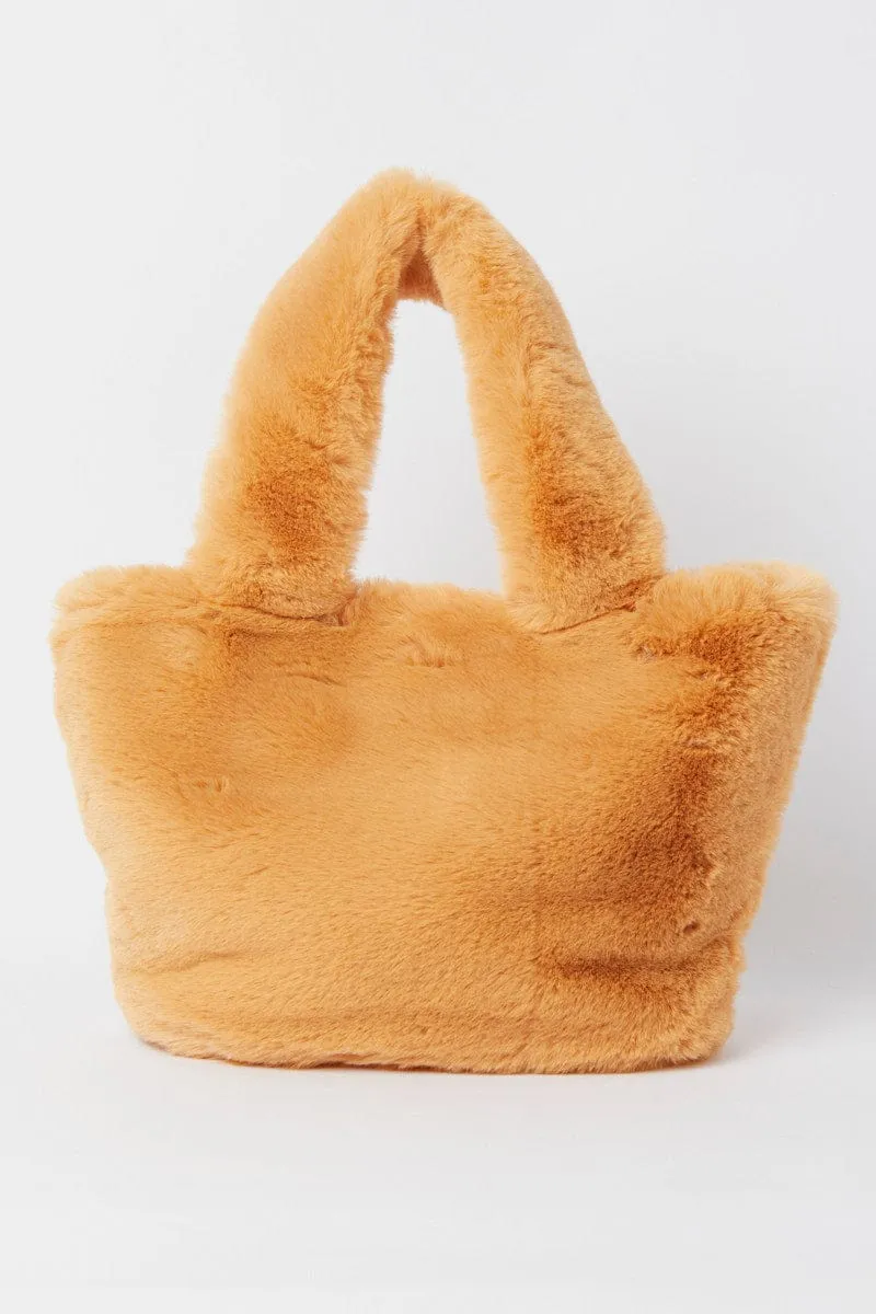 Beige Faux Fur Tote Bag sold by Ally Fashion product image thumbnail 3