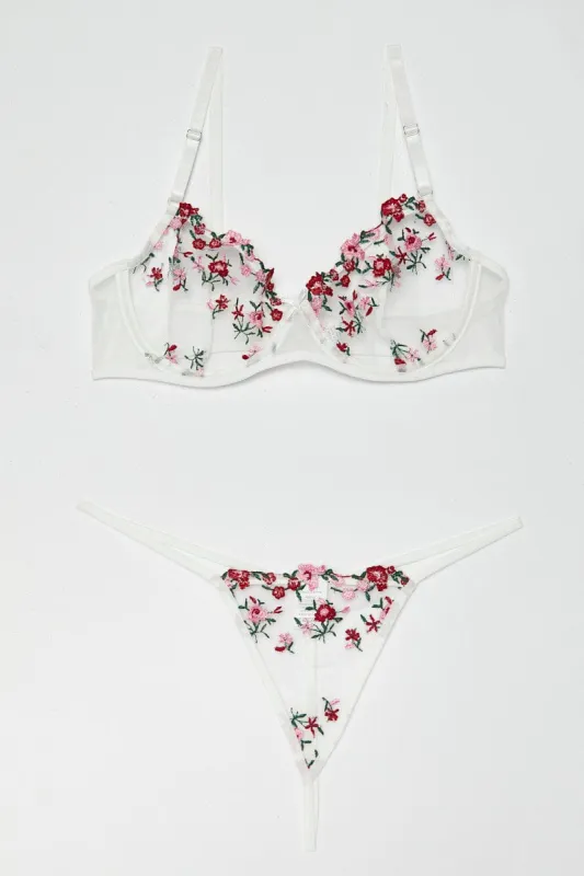 Red Floral Embroidered Lingerie Set sold by Ally Fashion