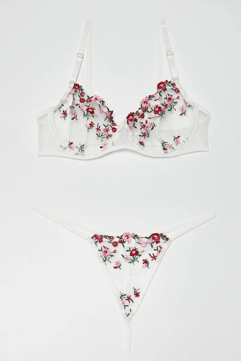 Red Floral Embroidered Lingerie Set sold by Ally Fashion